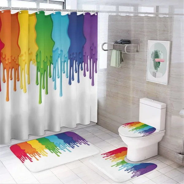 Rainbow Colored Paint on a shower curtain