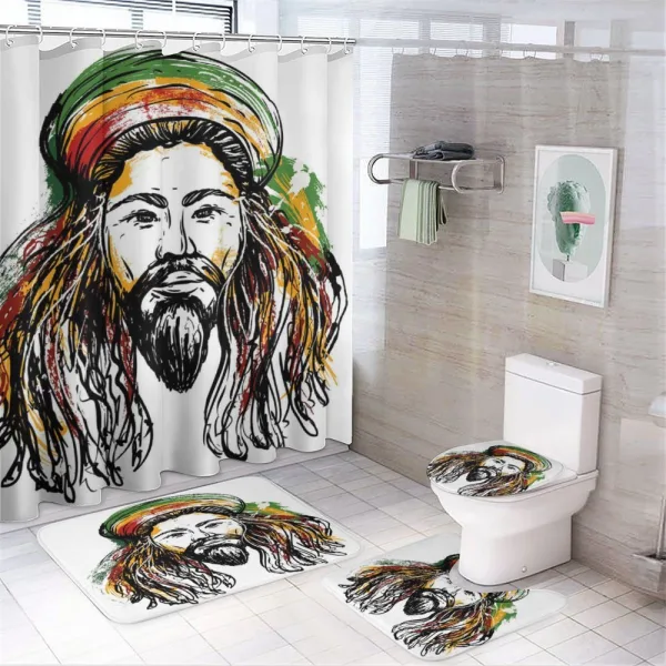 Rasta Man Sketch Portrait on a shower curtain