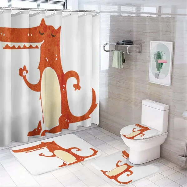 Retro Cartoon Funny Mascot on a shower curtain