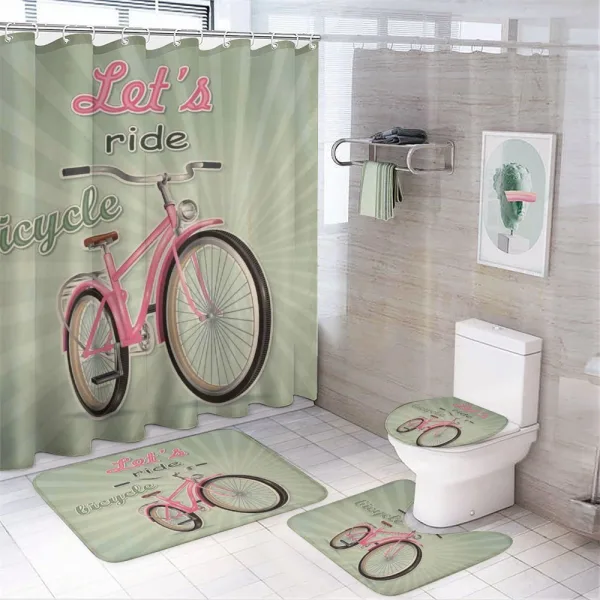 Retro Pop Art Bike on a shower curtain