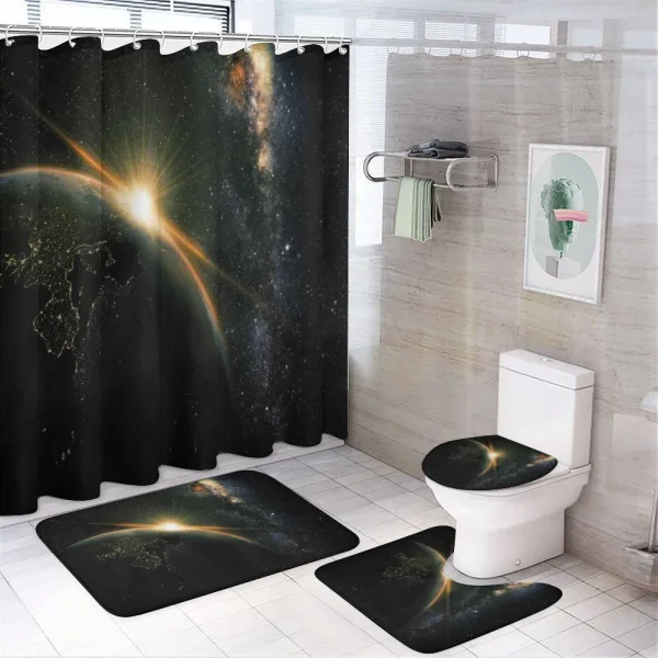 Sun Rising Above Earth on a shower curtain