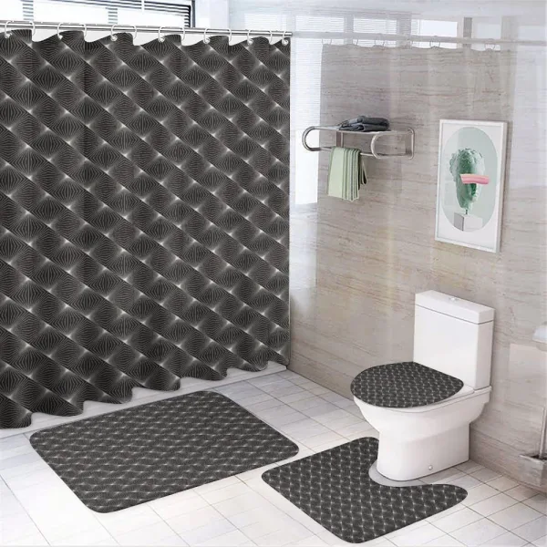 Thin Stripes Zig Zag Shapes on a shower curtain