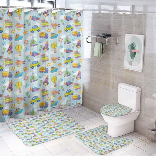 Transportation Theme on a shower curtain
