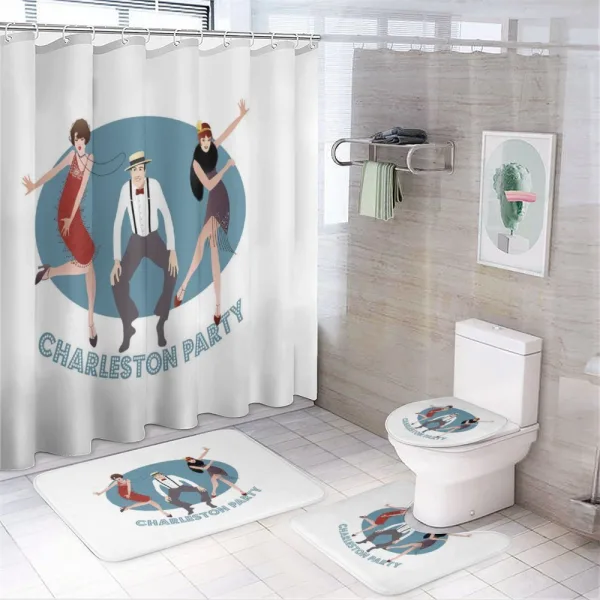 Vintage Dancing People on a shower curtain