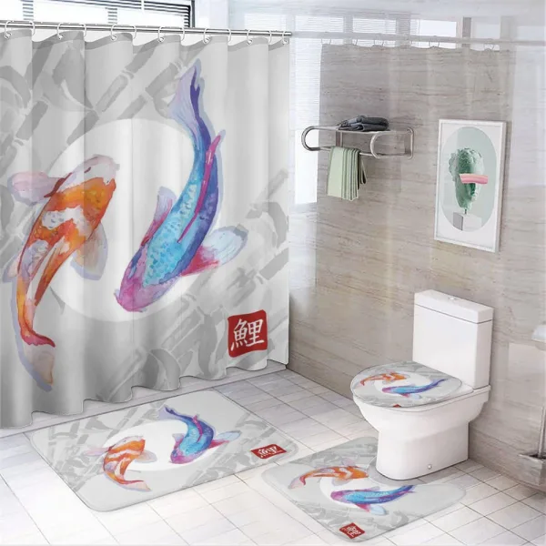 Watercolor Japanese Carps on a shower curtain