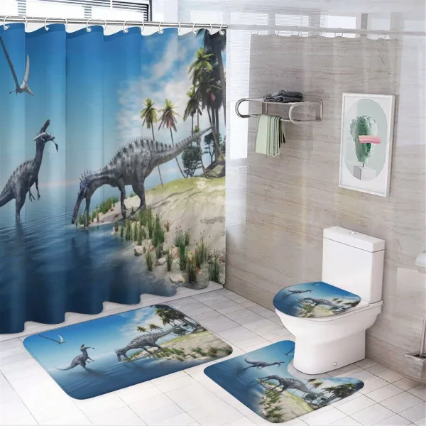 Wild Suchomimus Dinosaur on a shower curtain