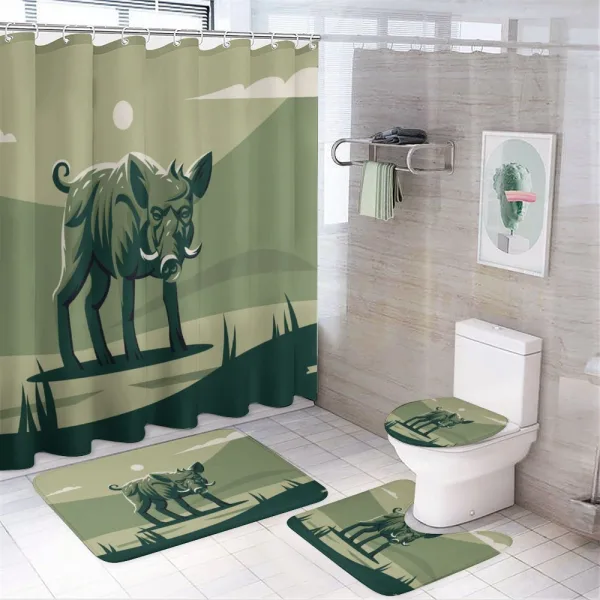 Abstract Wild Boar Pig on a shower curtain