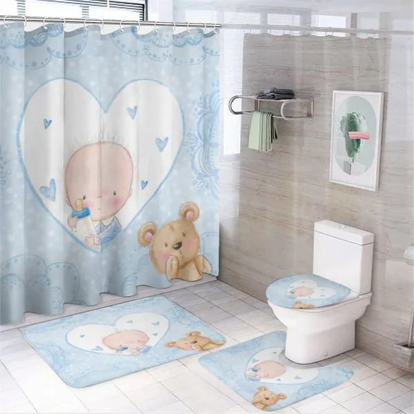 Baby Boy Teddy Bear on a shower curtain