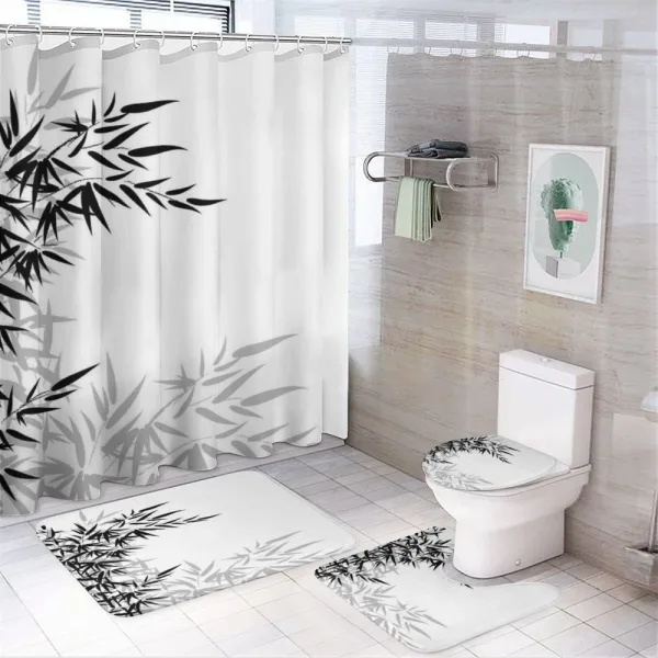 Bamboo Plant Leaves on a shower curtain
