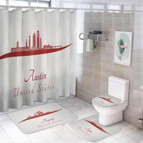 Calligraphic Modern Skyline on a shower curtain