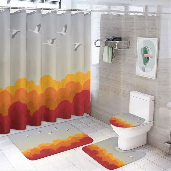 Flying Strokes Autumn Forest on a shower curtain