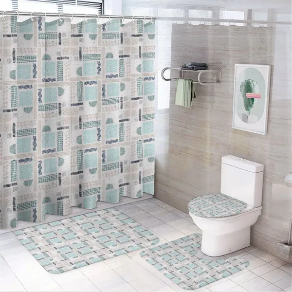 Folk Geometric Abstract on a shower curtain