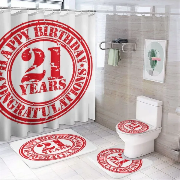 Happy Birthday on a shower curtain