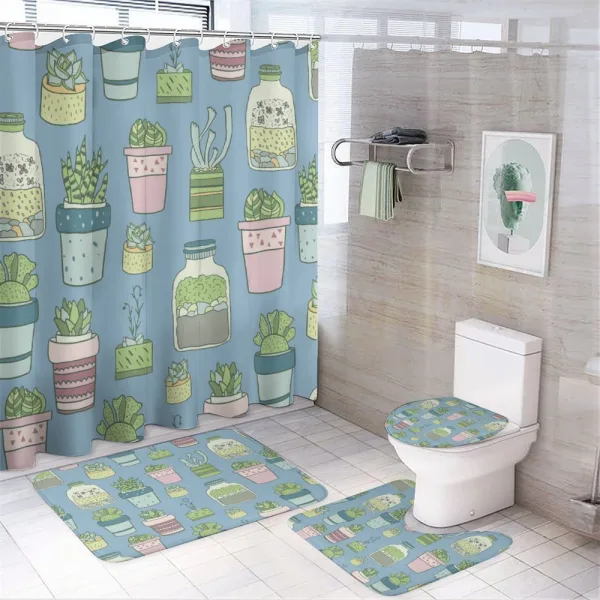 Houseplants Succulents on a shower curtain