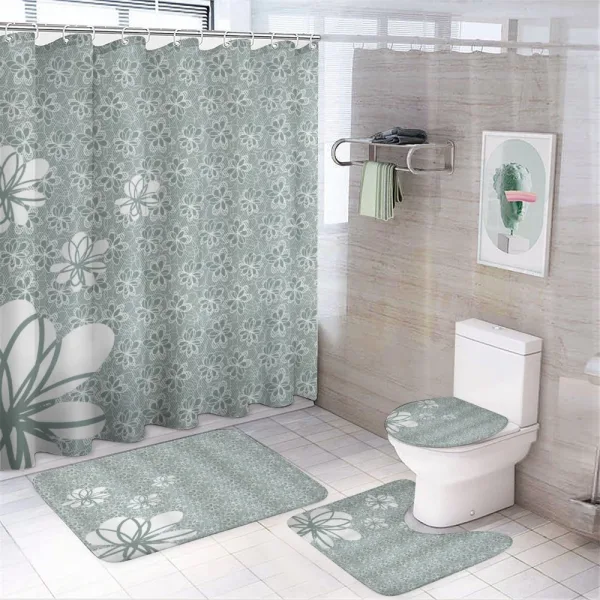 Little Petals Hand Drawn Style Pattern on a shower curtain