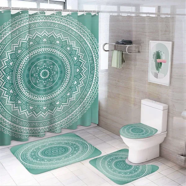 Mandala Boho Stripes on a shower curtain