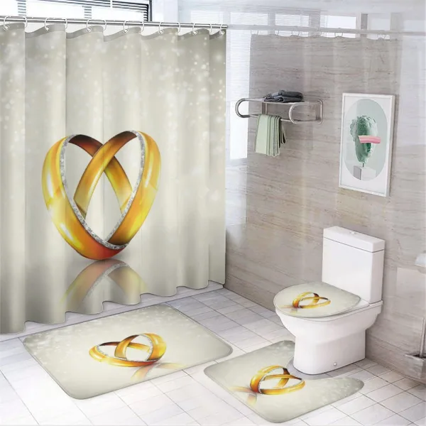 Pair of Rings Marriage on a shower curtain