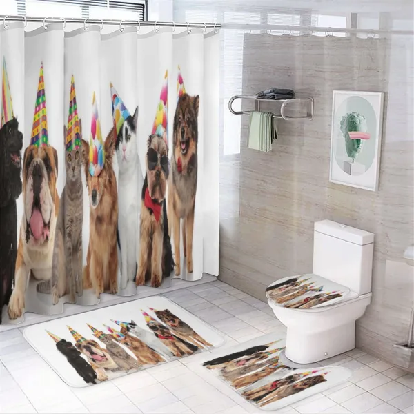 Party Animals in Hats on a shower curtain