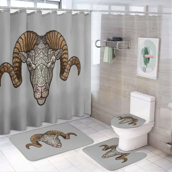 Ram Horns on a shower curtain