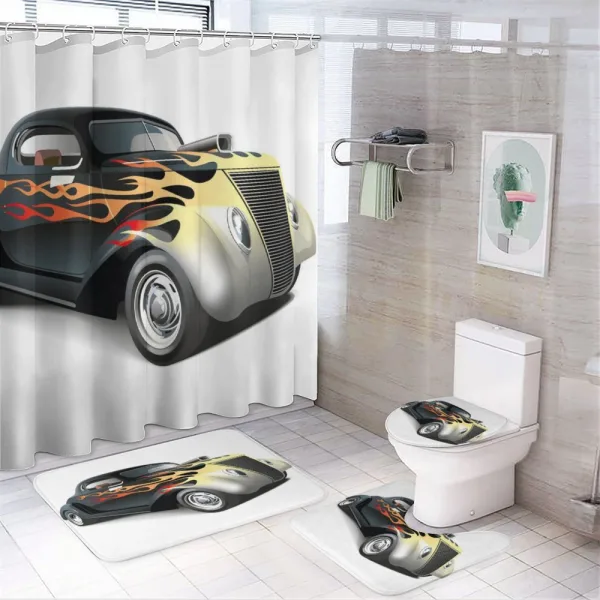 Retro 40s Drag Car on a shower curtain