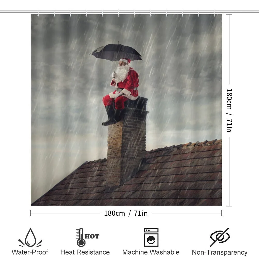 Santa on Chimney in Rain — Detail 2
