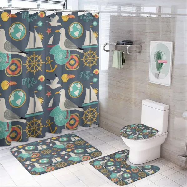 Sea Life Fish Gull on a shower curtain