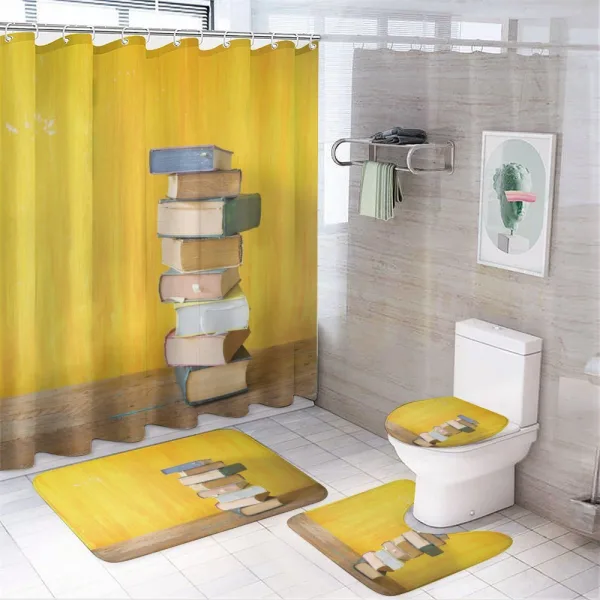 Stack of Old Novels Photo on a shower curtain