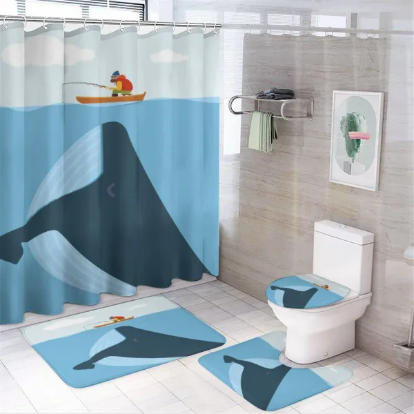 Sun Ship Cartoon on a shower curtain