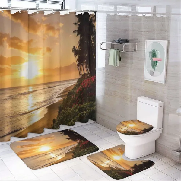 Sunset on Sands Beach on a shower curtain