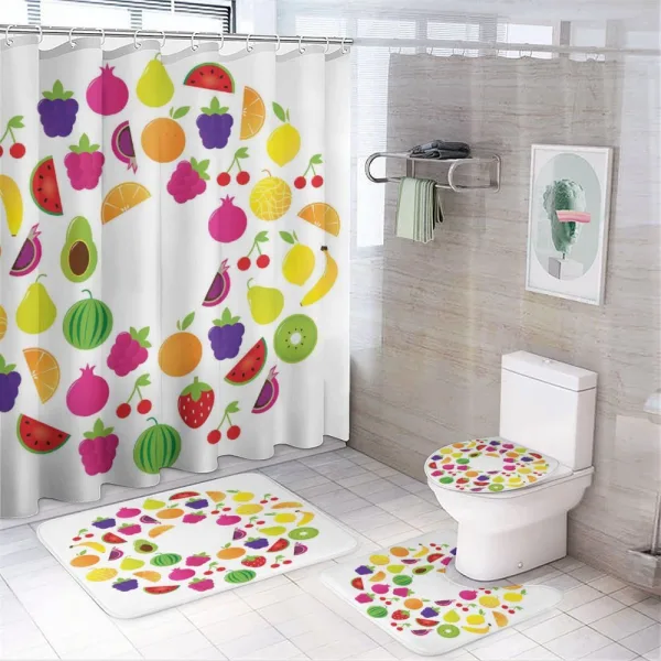 Tasty Circle of Organic Food on a shower curtain
