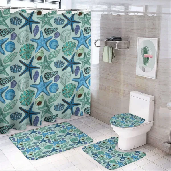 Tropical Shells on a shower curtain