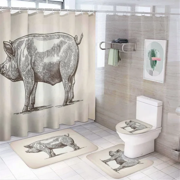 Vintage Hand-Drawn Image on a shower curtain