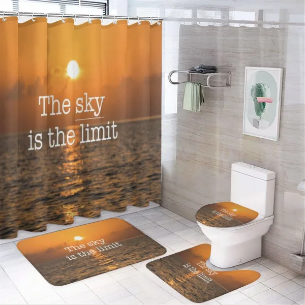Words on Dusk on a shower curtain