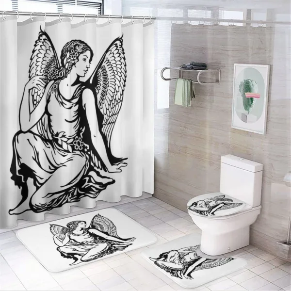 Young Angel Tattoo on a shower curtain