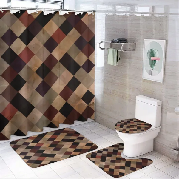 Antique Brown Toned Grid on a shower curtain