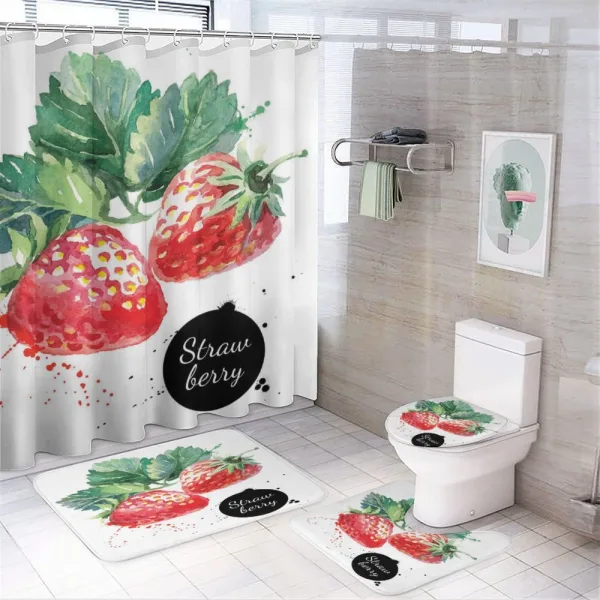 Appetizing Strawberries on a shower curtain