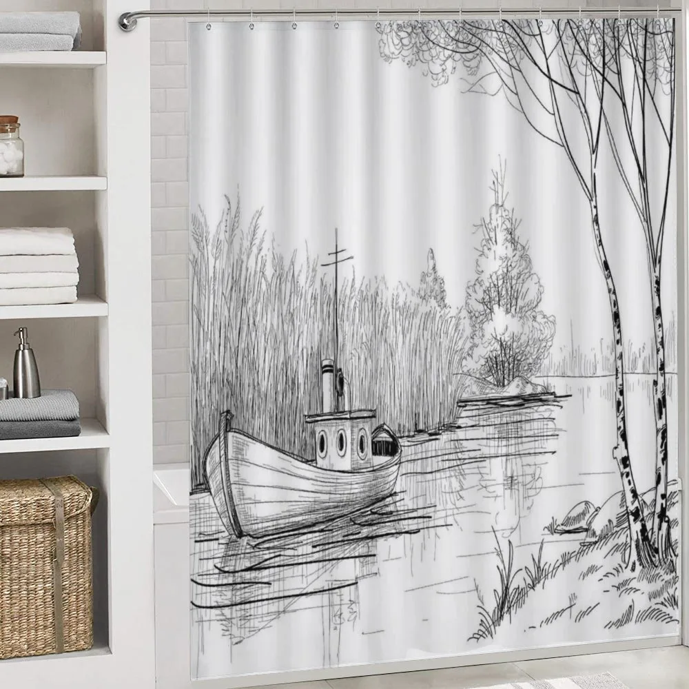 Black White Boat River — Detail 4