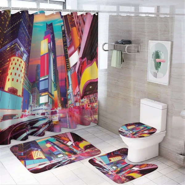 Colorful Night Times Square on a shower curtain
