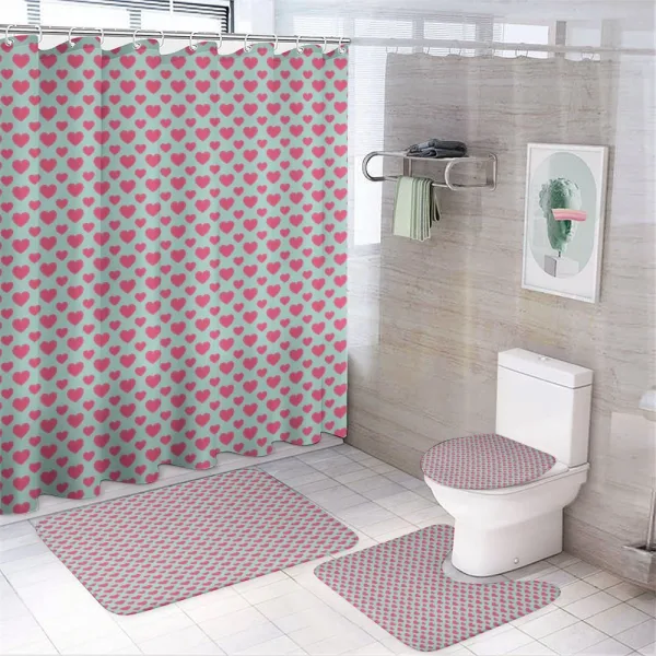 Dash Line Heart on a shower curtain