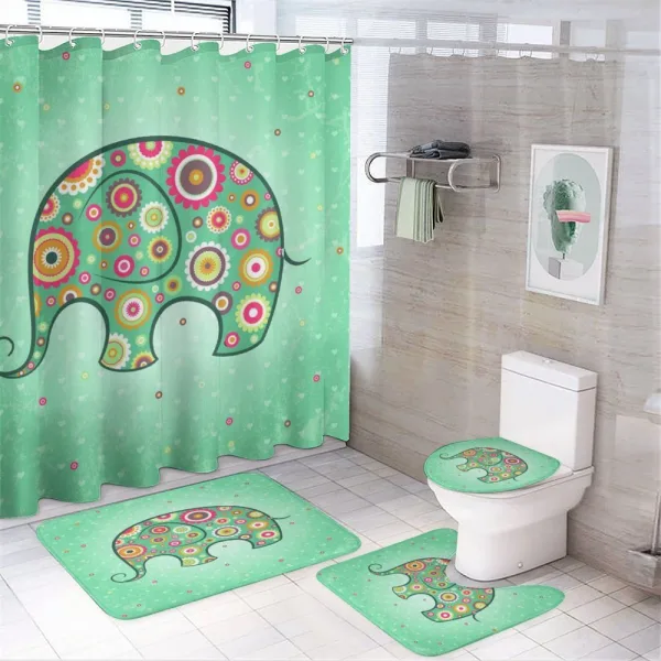 Elephant with Flowers on a shower curtain