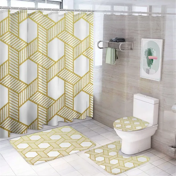 Entangled Stripes on a shower curtain