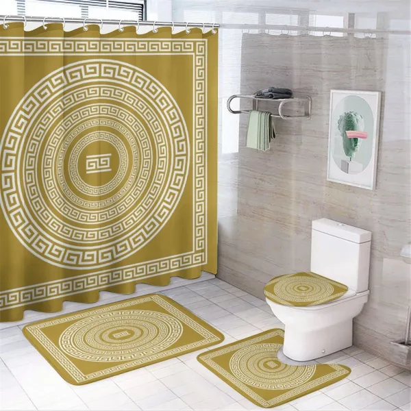 Frieze Meander Lines on a shower curtain