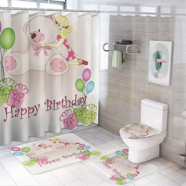 Girls Teddy Bears on a shower curtain