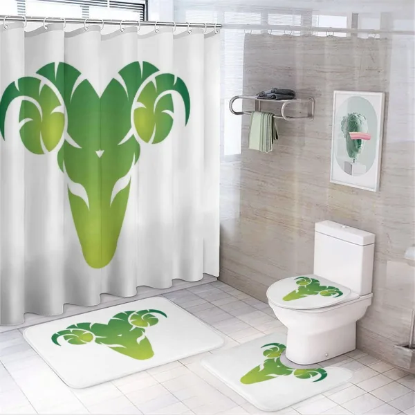 Green Abstract Ram on a shower curtain