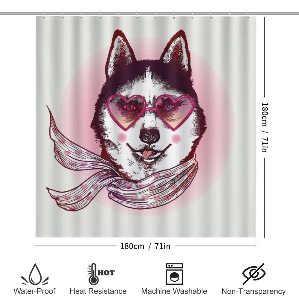 Hipster Husky Dog Hearts — Detail 2