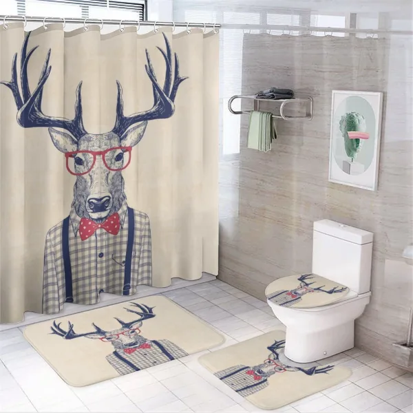 Humorous Deer with Jazz Bow on a shower curtain