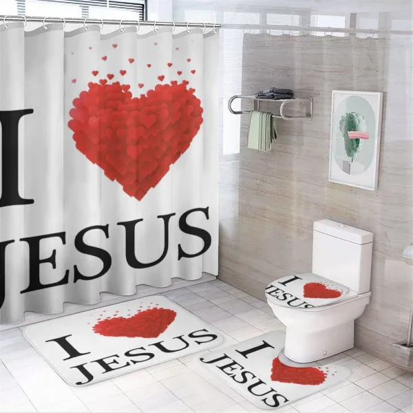 I Love Little Hearts on a shower curtain