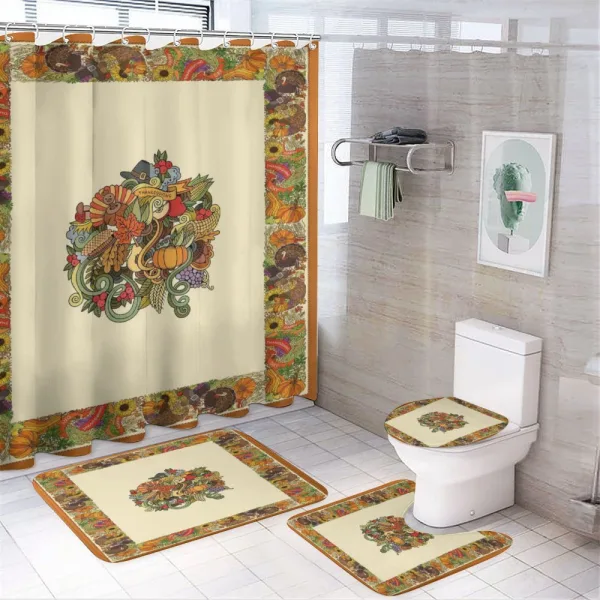 Pumpkin Wreath Bow on a shower curtain