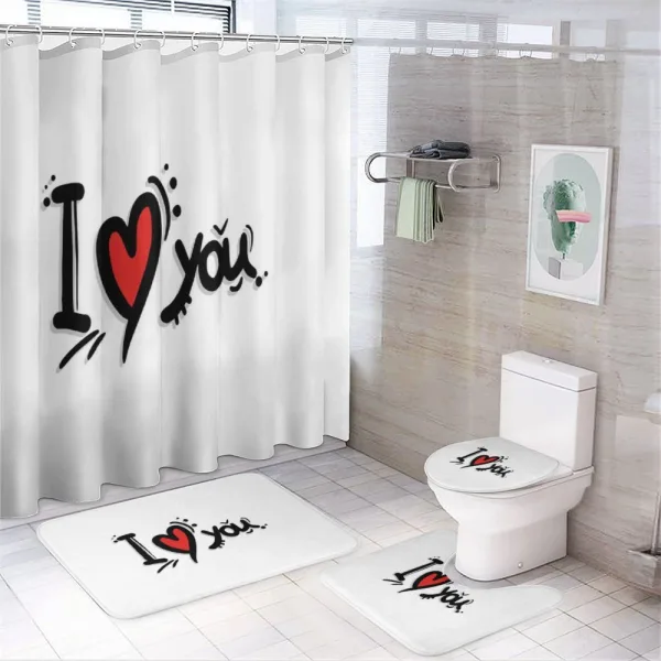 Red Heart Cartoon on a shower curtain