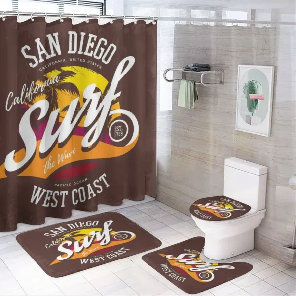 Surf Beach Grunge Design on a shower curtain